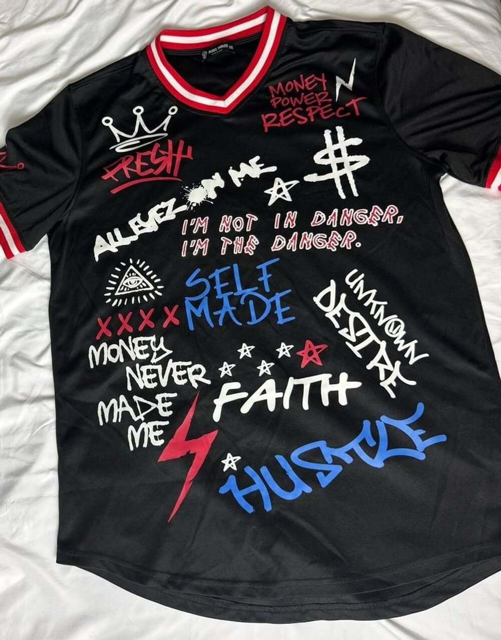 Rebel Minds Graffiti T-Shirt Size 2XL Black Short Sleeve Tee